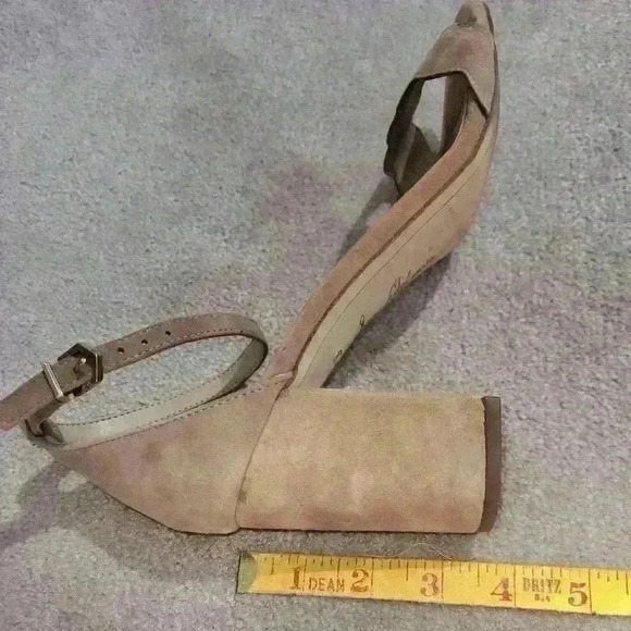 Sam Edelman Women Open Toe Block Heels Ankle Buckle Suede Sandals Beige … - Picture 9 of 9